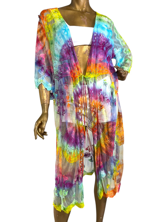 "Neon Rainbow" Maya Kimono