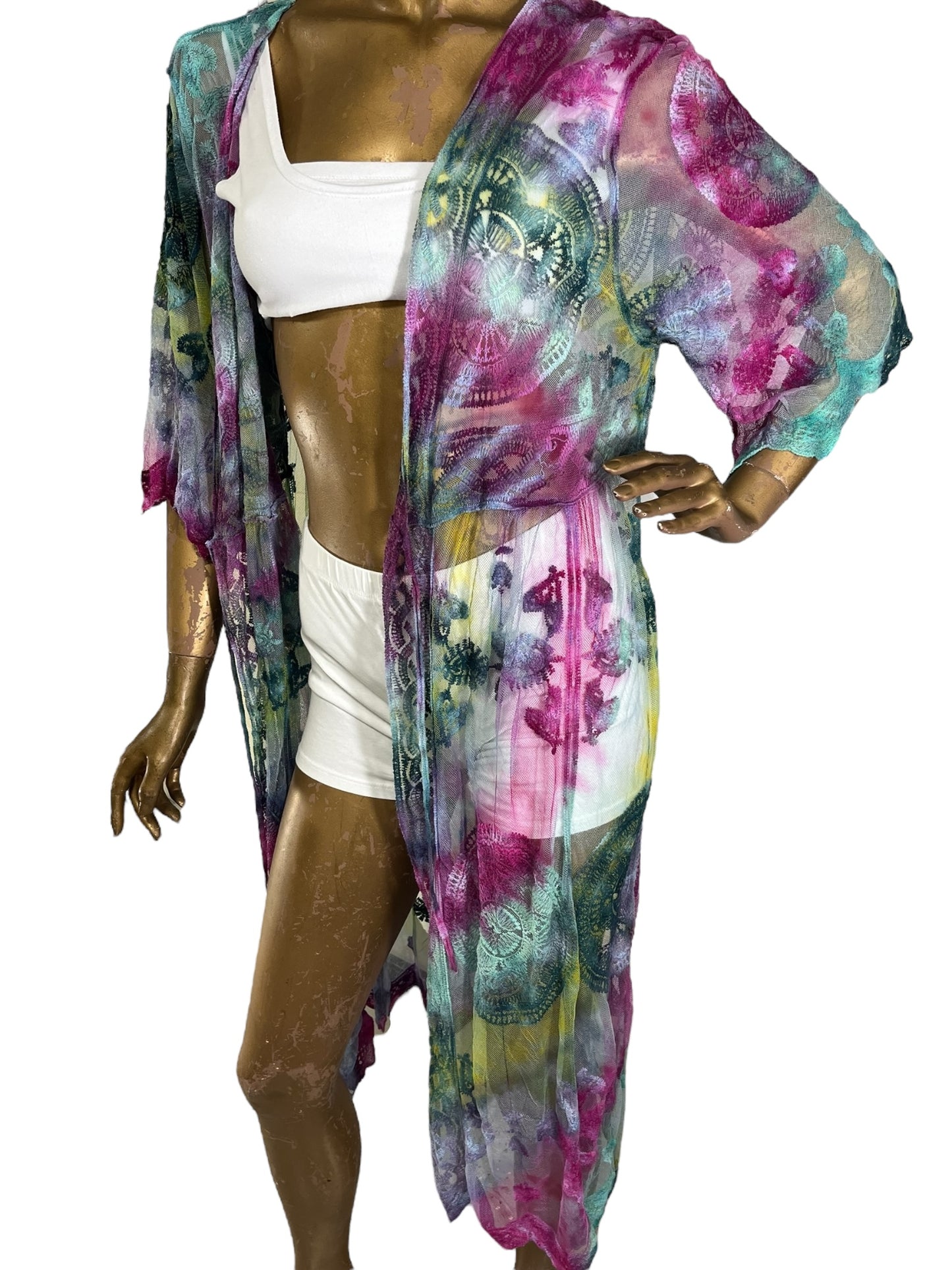 "Neon Rainbow" Maya Kimono
