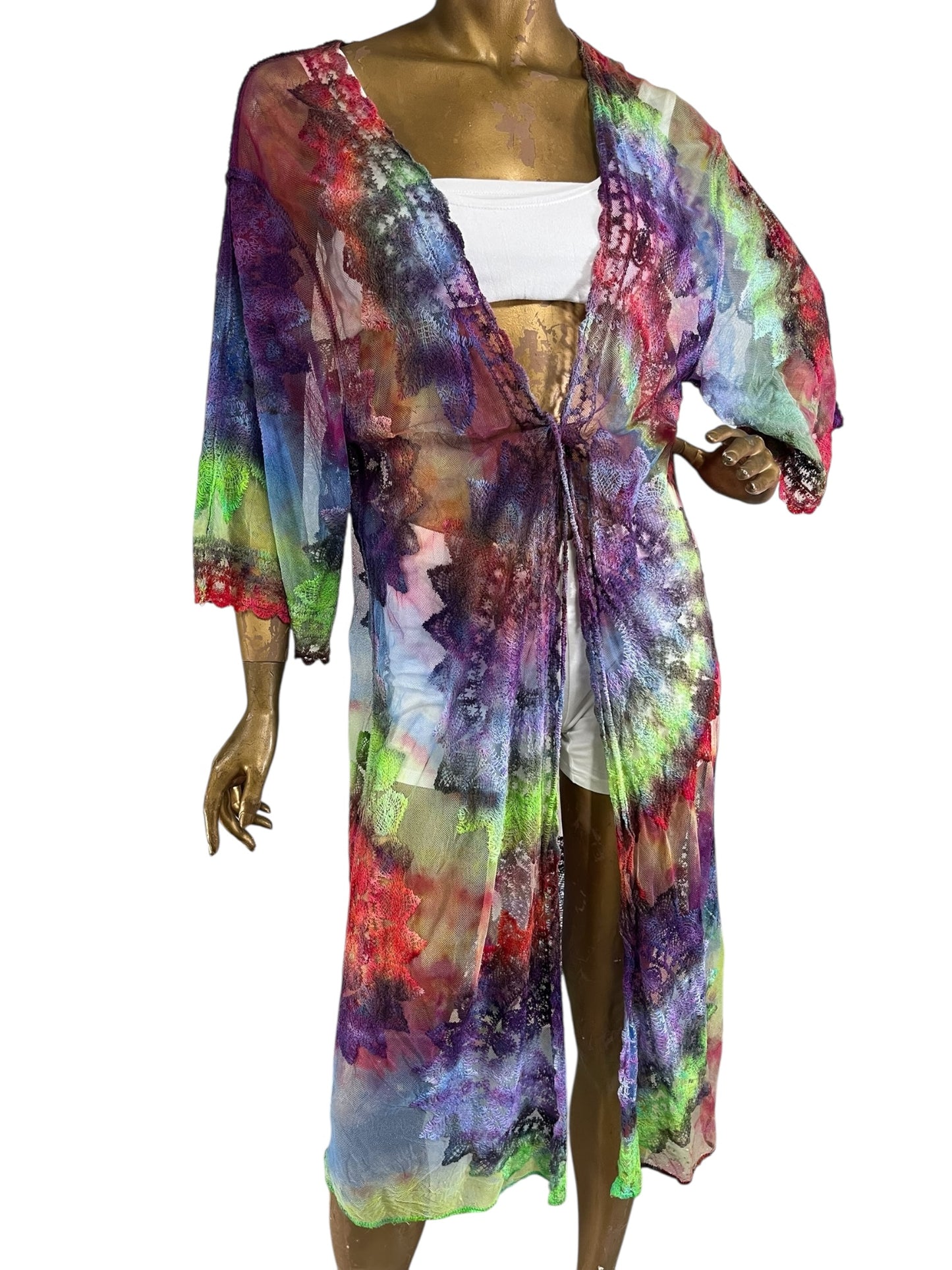 "Neon Rainbow" Maya Kimono