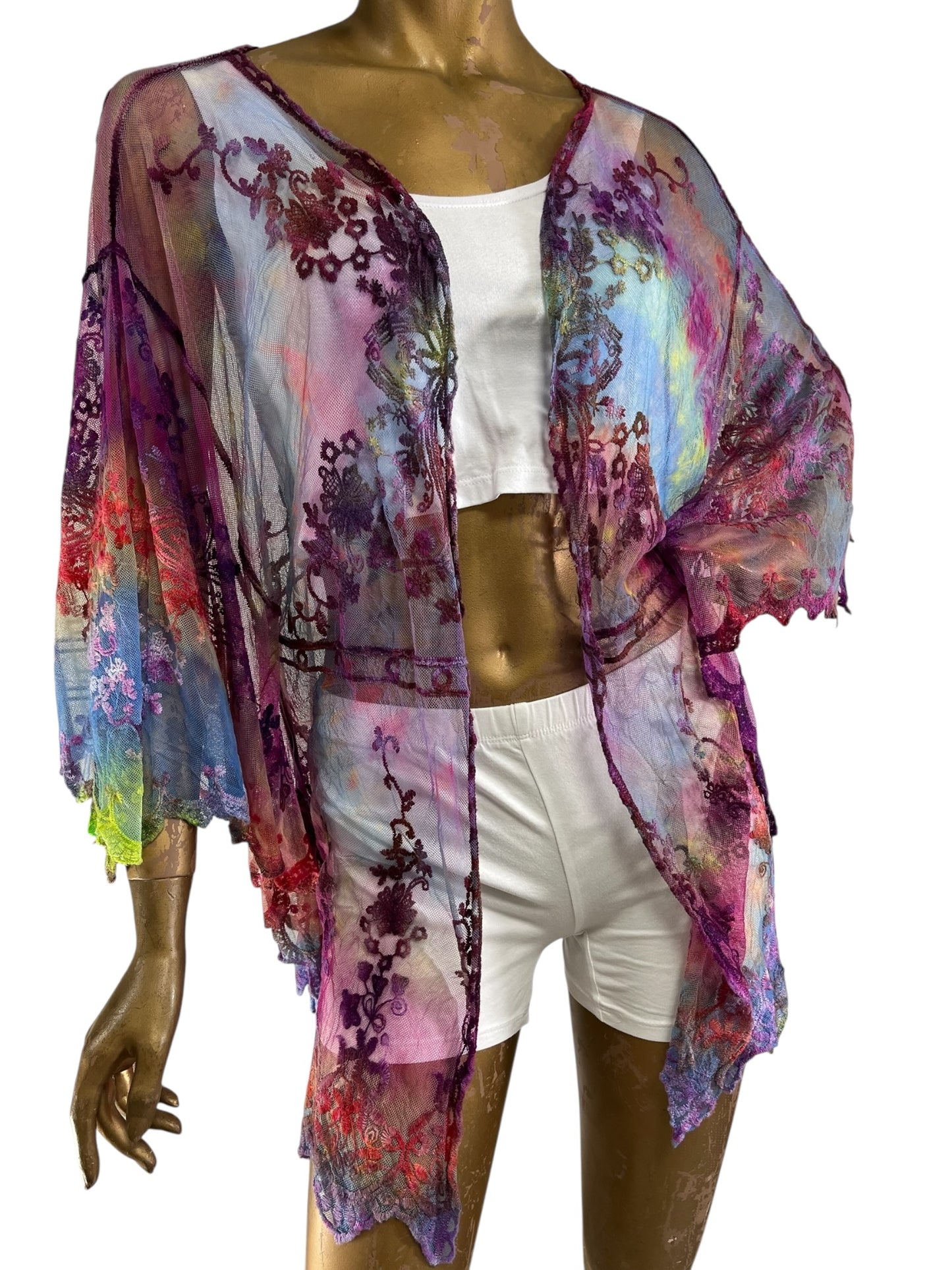"Neon Rainbow" Maya Kimono