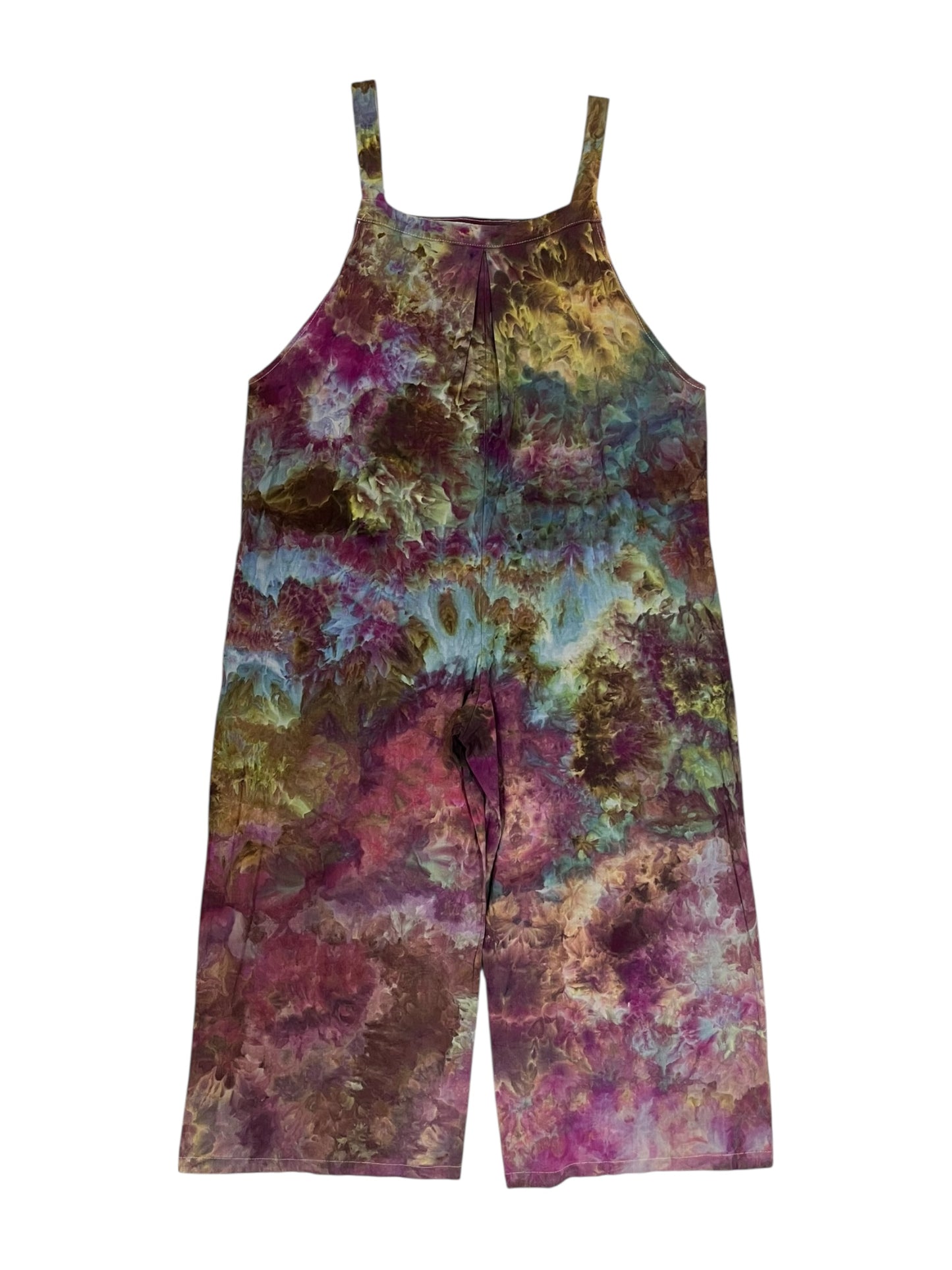 "Stormy Beach" Cropped Linen Overalls