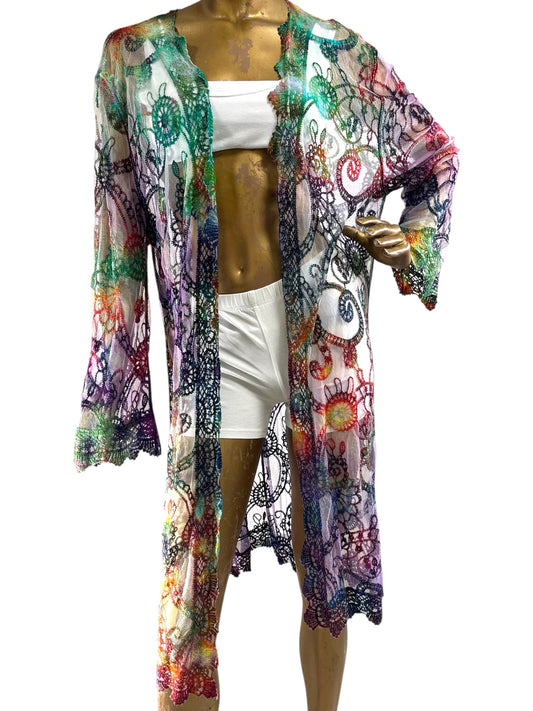 "Muck Rainbow" Doily Kimono